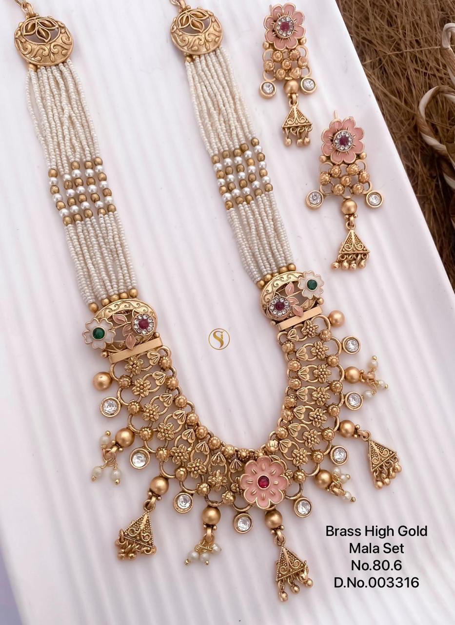 4 Brass High Gold Mala Set Bridal Jewellery Wholesale Price In Surat
